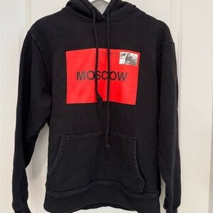 Black and Red Graphic Moscow Hoodie